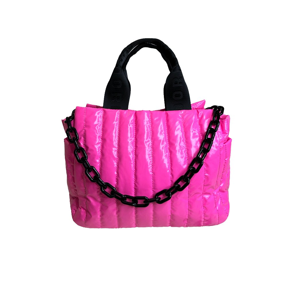 Rosie Quilted Tote w/Black Resin Chain & 2" Adjustable Solid - Robbi & Angel