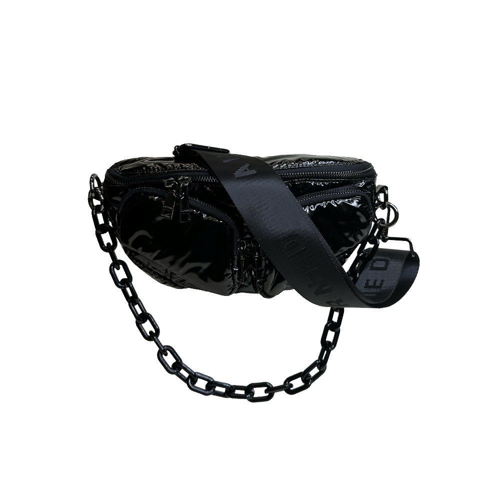 Rachel Double Pocket Puffy Sling/Waist Bag w/Black Resin Cha - Robbi & Angel