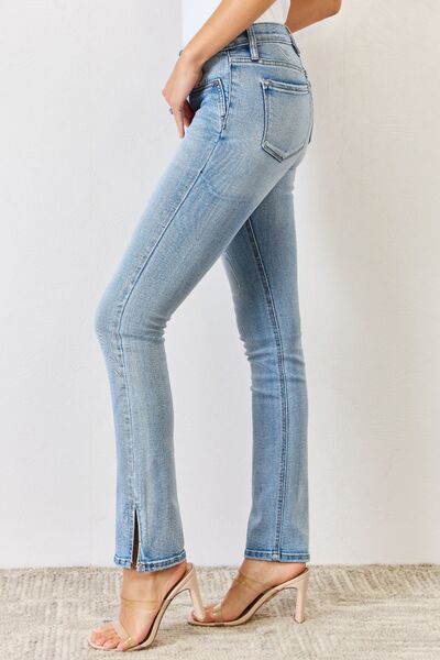 Kancan Full Size Mid Rise Y2K Slit Bootcut Jeans - Robbi & Angel