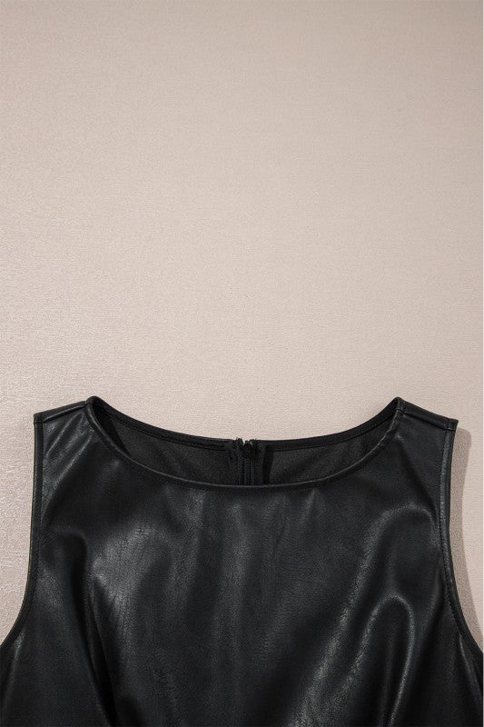 Vegan Leather Sleeveless Mini Dress - Robbi & Angel