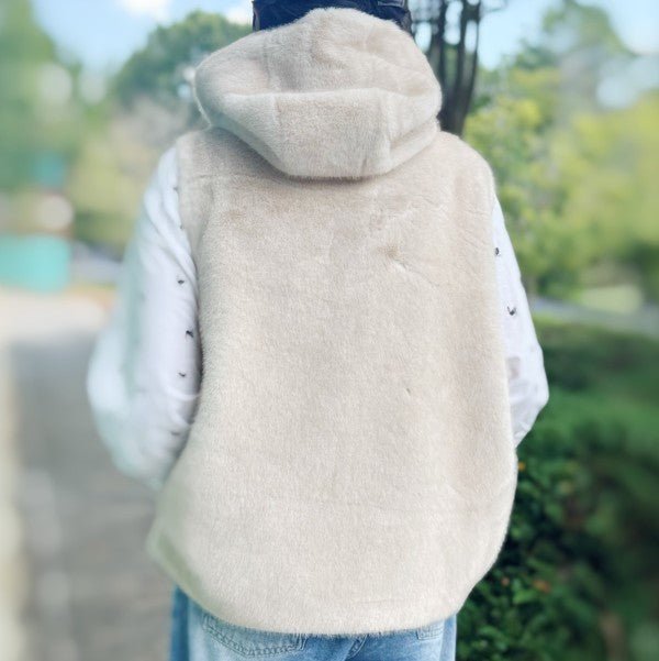 Real Feel Faux Mink Hooded Vest - Robbi & Angel