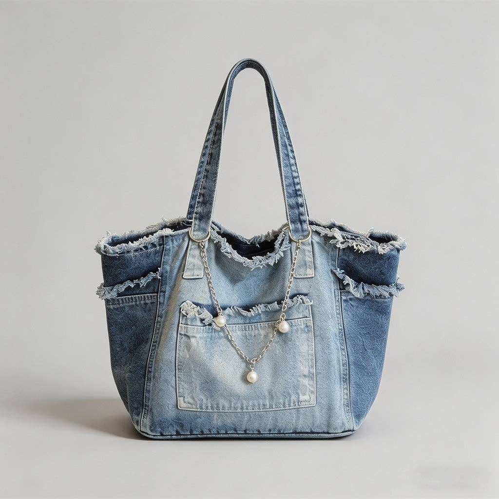 Frayed Edge Denim Tote Bag