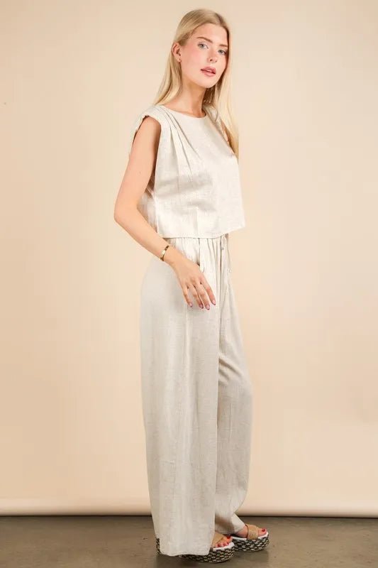 VERY J Solid Woven Top & Pants Set - Robbi & Angel