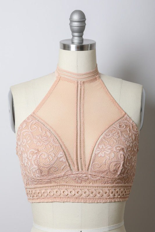 High Neck Mesh Choker Bralette - Robbi & Angel