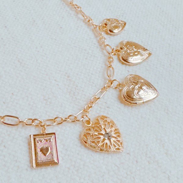 Heart Lockets Multi Charm Bracelet - Robbi & Angel