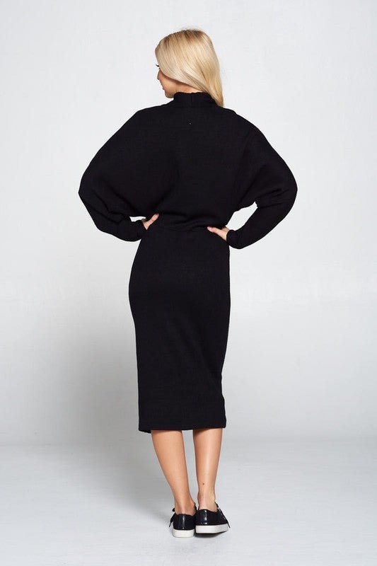 Sweater Knit Dolman Sleeve Midi Dress - Robbi & Angel