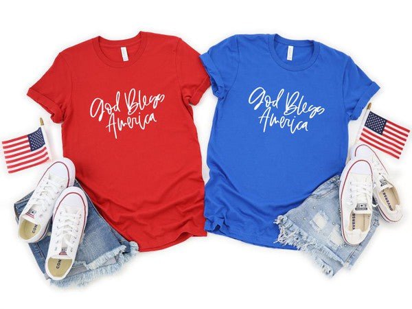 God Bless America Crew Neck Softstyle Tee - Robbi & Angel