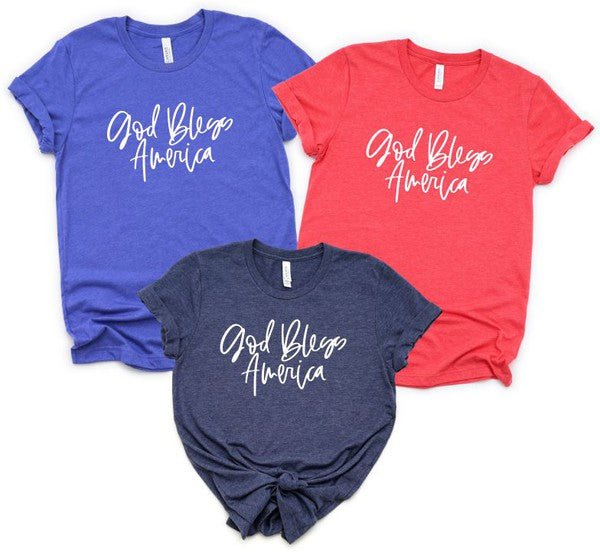 God Bless America Crew Neck Softstyle Tee - Robbi & Angel