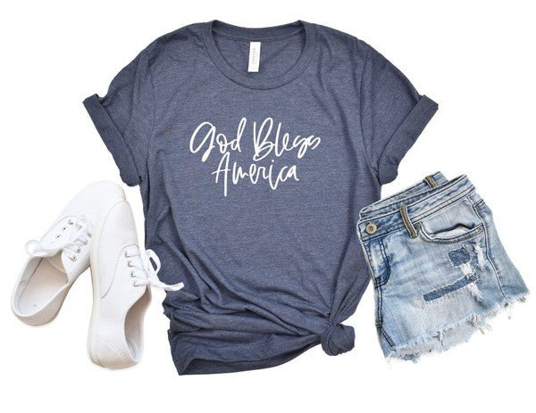 God Bless America Crew Neck Softstyle Tee - Robbi & Angel