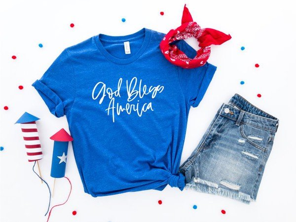 God Bless America Crew Neck Softstyle Tee - Robbi & Angel