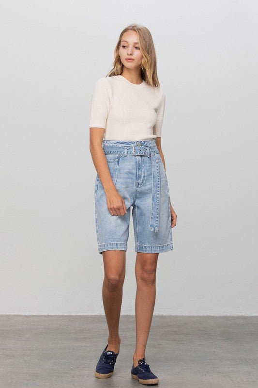 BELTED DENIM BERMUDAS - Robbi & Angel