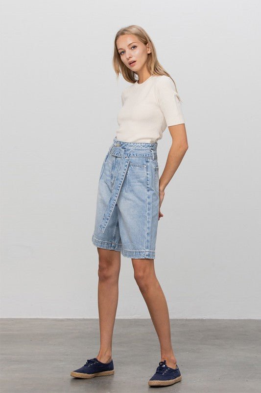 BELTED DENIM BERMUDAS - Robbi & Angel