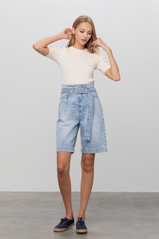 BELTED DENIM BERMUDAS - Robbi & Angel