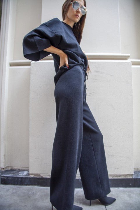 1/2 Sleeve Knit Sweater with Knit Llare Pants Set - Robbi & Angel