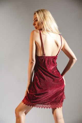 Burgundy Velvet Velour Nightgown - Robbi & Angel