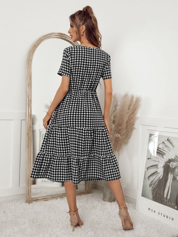 Twist Cut Out Ruffle Hem Dress - Robbi & Angel