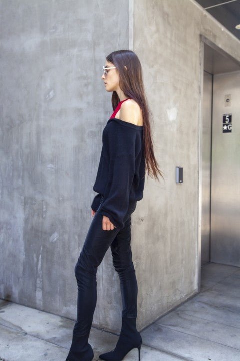 Two Layered Knit Sweater - Red - Robbi & Angel