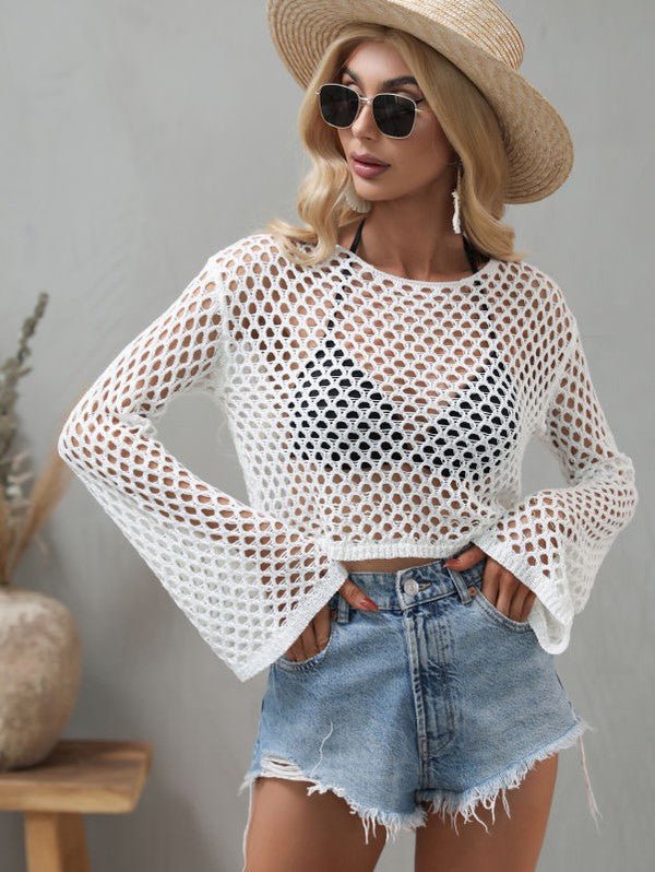 Crochet cropped top with Bell sleeves - Robbi & Angel