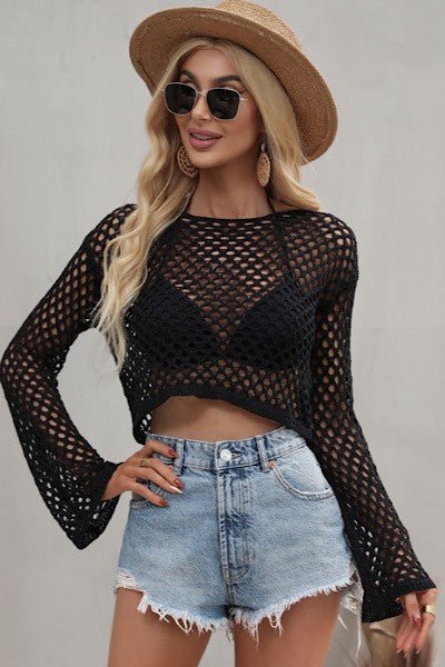 Crochet cropped top with Bell sleeves - Robbi & Angel