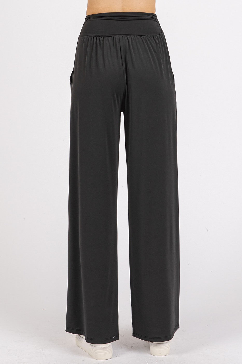 Mittoshop Stretch Banded Waist Wide Leg Pants with Pockets - Robbi & Angel