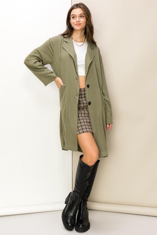 Right Round Button Front Oversized Coat - Robbi & Angel