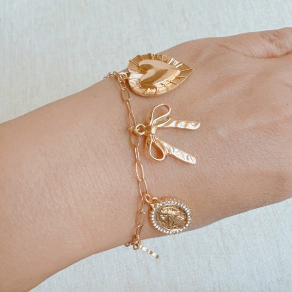 Big Heart 7 Charm Bracelet - Robbi & Angel