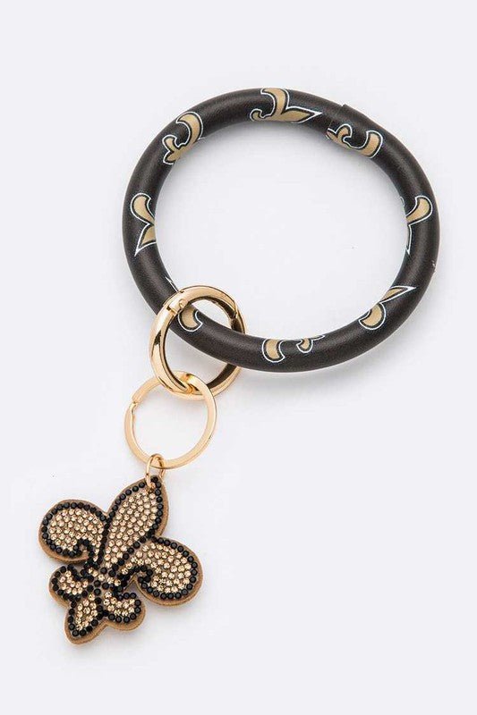 Rhinestone Fleur De Lis Bracelet Key Chain - Robbi & Angel