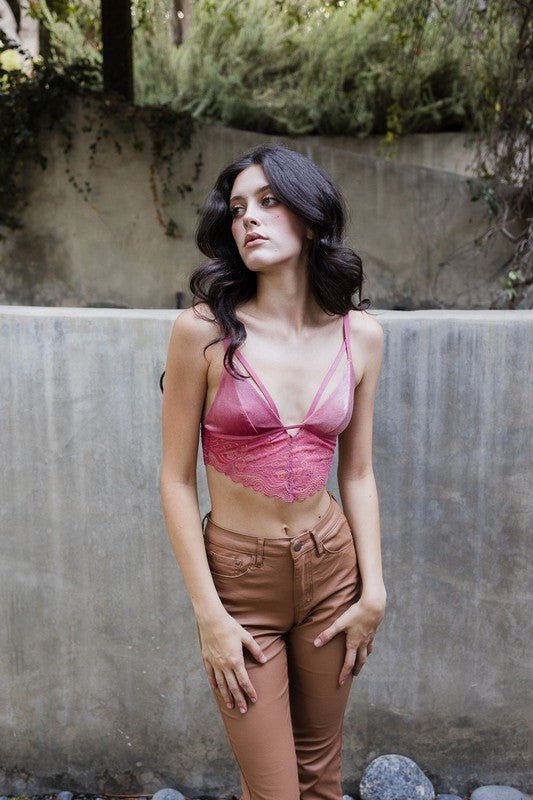 Velvet longline Lace Bralette - Robbi & Angel