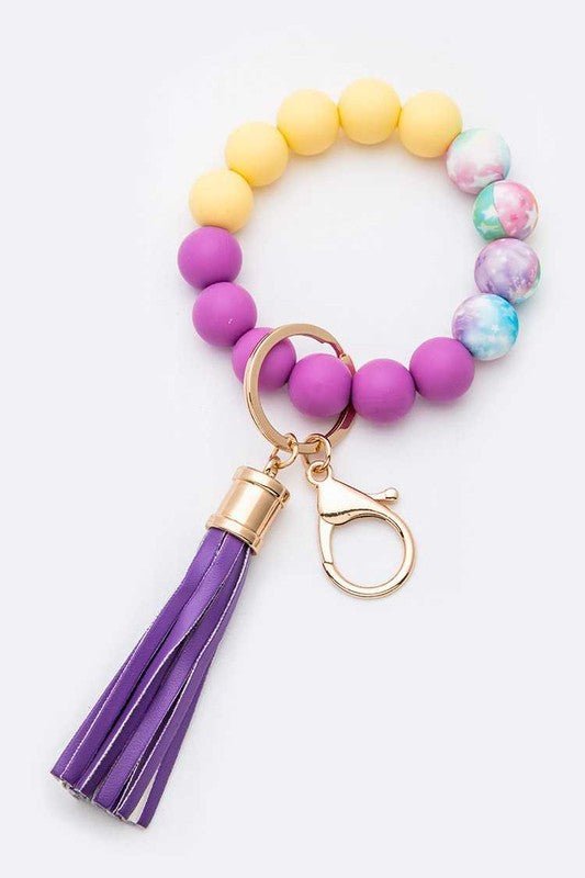 Silicon Printed Beads Tassel Bracelet Key Chain - Robbi & Angel