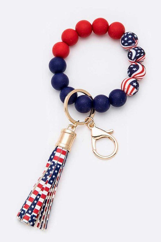 Silicon Printed Beads Tassel Bracelet Key Chain - Robbi & Angel