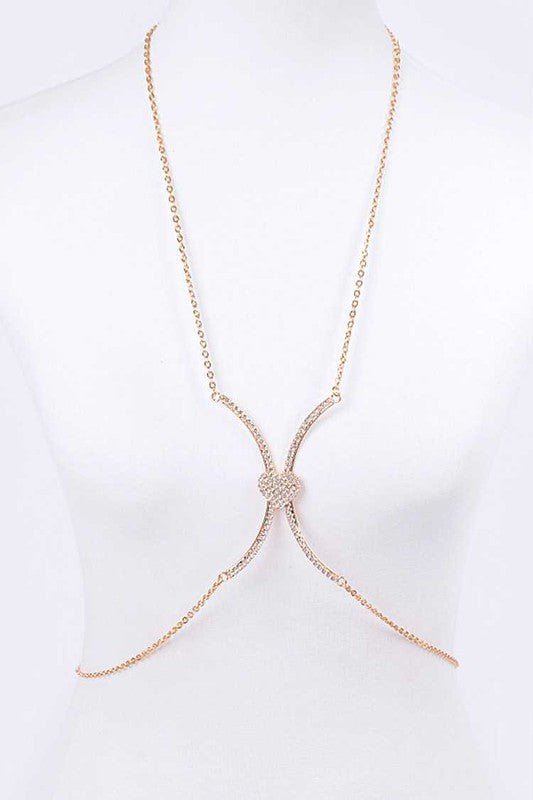 Rhinestone Heart Accent Body Chain - Robbi & Angel