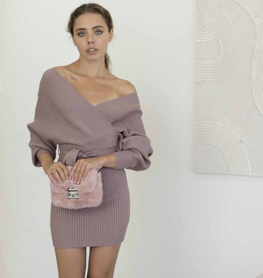 Purple Wrap Knit dress - Robbi & Angel