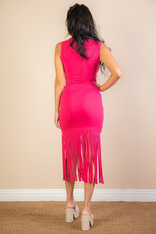 Sleeveless Fringe Midi Dress - Robbi & Angel