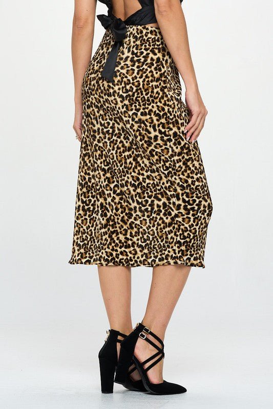 Made in USA Leopard Print Plisse Midi Skirt - Robbi & Angel