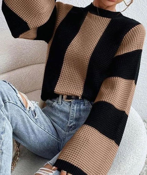 Color block striped bell sleeve sweater - Robbi & Angel