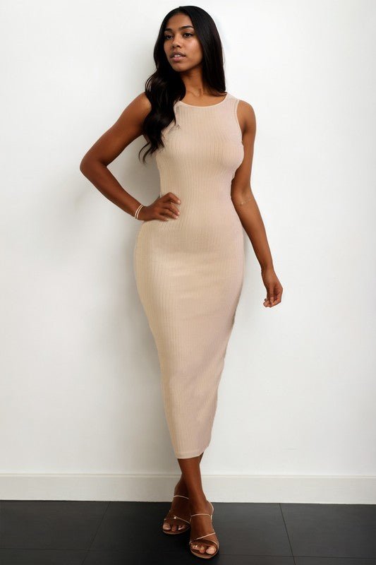 Ribbed Open Back Sleeveless Maxi Dress - Robbi & Angel