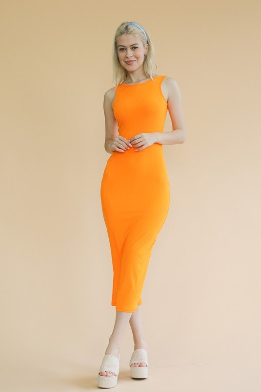 Ribbed Open Back Sleeveless Maxi Dress - Robbi & Angel