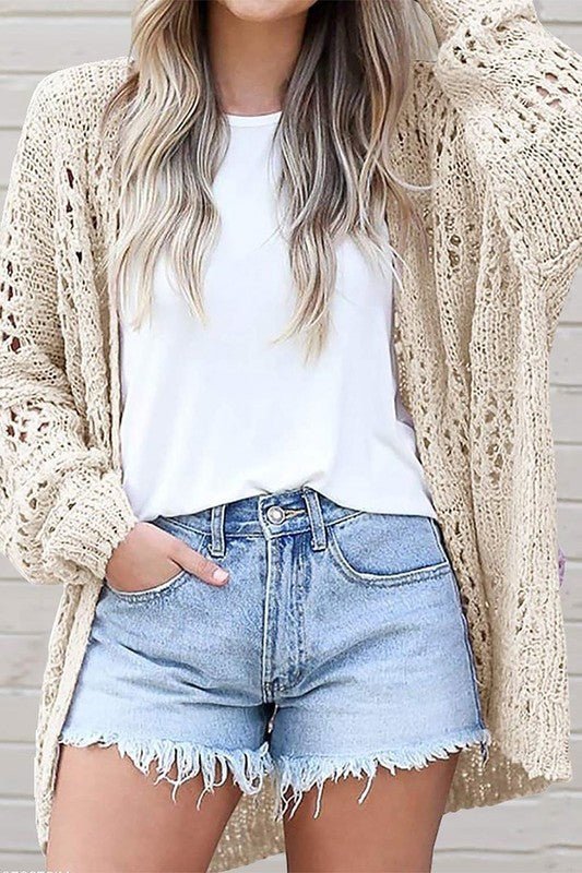 Crochet Dolman Knit Sleeve Cardigan - Robbi & Angel