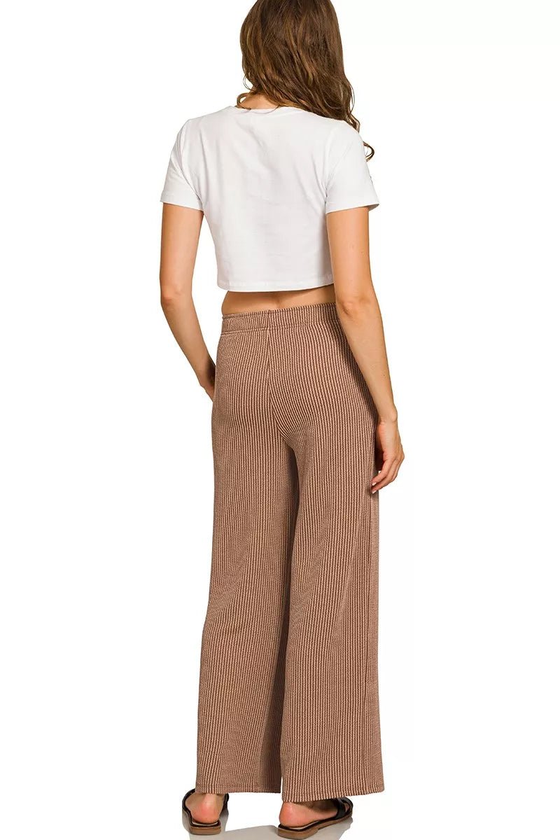 Zenana Raised Rib Short Sleeve Tee & Pants Set - Robbi & Angel