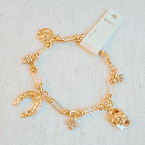 Horseshoe And Clover Multi Charm Bracelet - Robbi & Angel