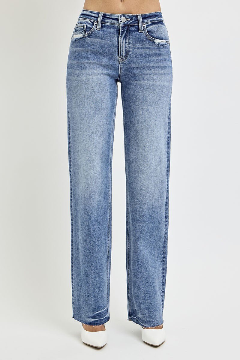 RISEN Full Size High Rise Straight Leg Jeans with Pockets - Robbi & Angel