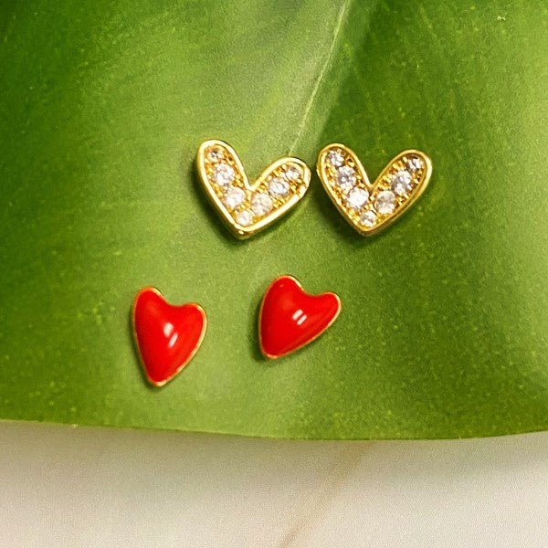 Red Heart Earring Set Of 2. - Robbi & Angel