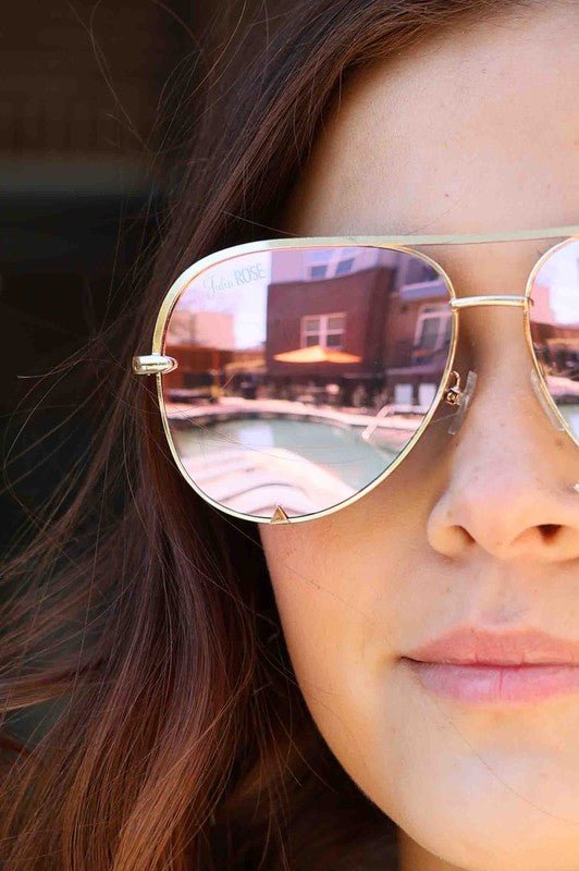 Pink Gold High Quality Unisex Aviator Sunglasses - Robbi & Angel