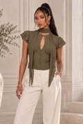 Lumina Keyhole Blouse With Scarf