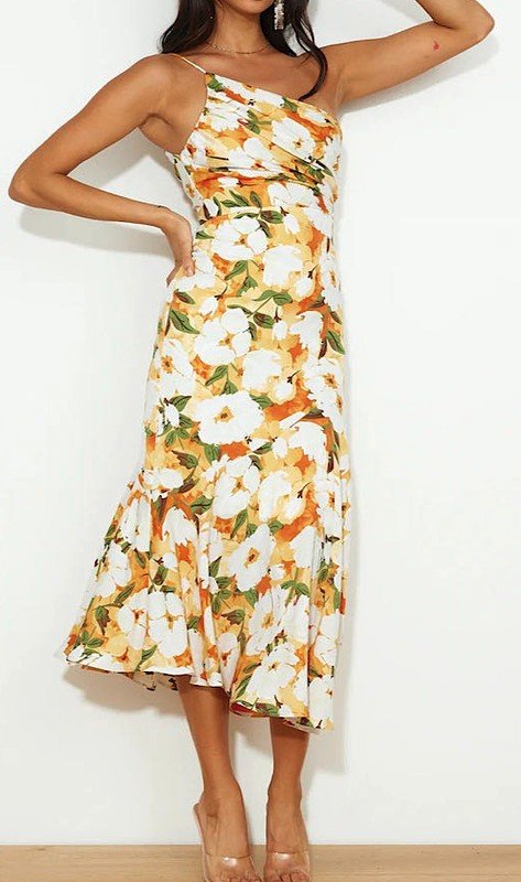 One shoulder floral print dress - Robbi & Angel