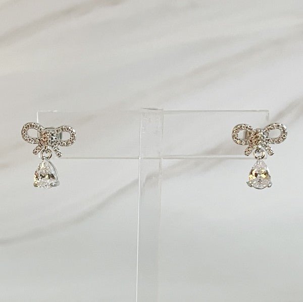 Sparkly Bow Teardrop Earrings - Robbi & Angel