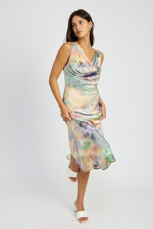 COWL NECK MIDI BIAS DRESS - Robbi & Angel
