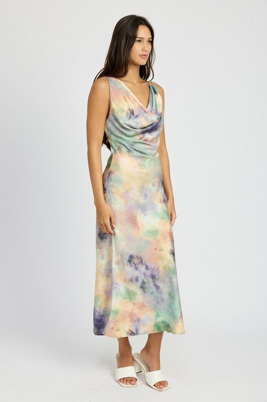 COWL NECK MIDI BIAS DRESS - Robbi & Angel