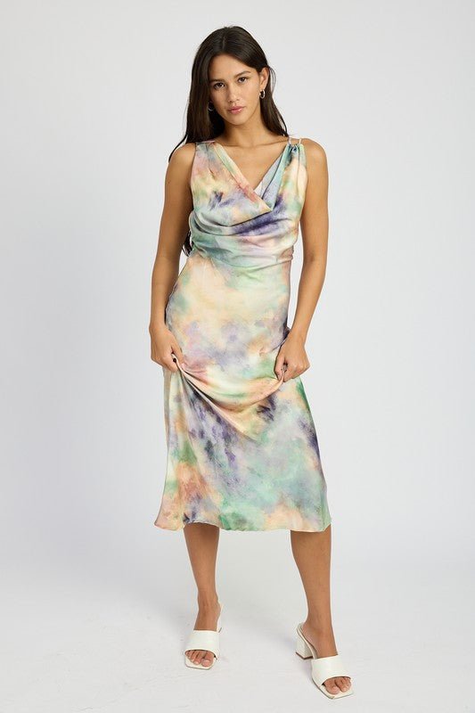 COWL NECK MIDI BIAS DRESS - Robbi & Angel