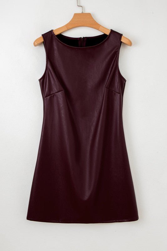 Vegan Leather Sleeveless Mini Dress - Robbi & Angel